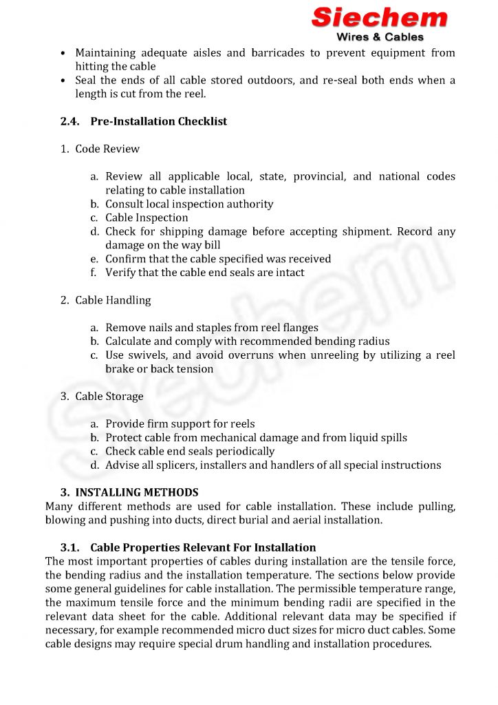 Cable Installation Procedure - Siechem